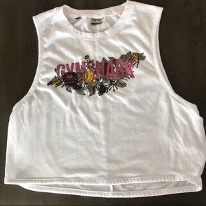 Gymshark Cropped Floral Muscle Tank - Size Small